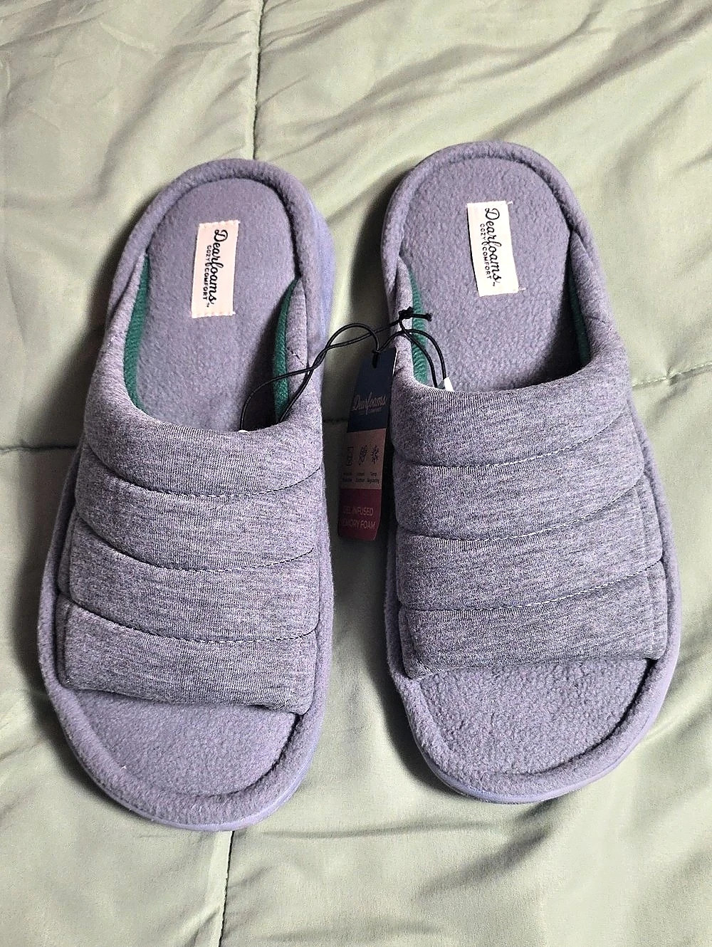 Dearfoams Cozy Comfort Men's Quilted Jersey Slide Slippers, Sz M 9-10
